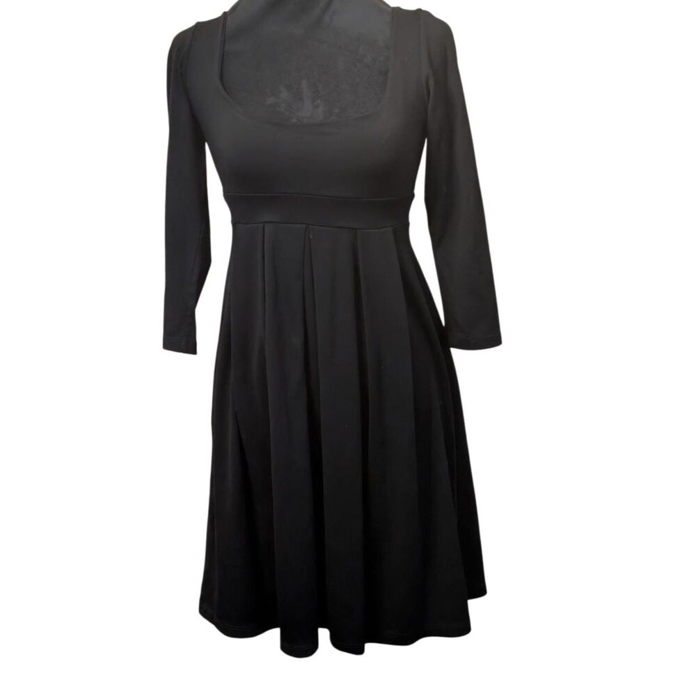 Susana Monaco Victorian Goth Dark Coquette Empire Pleated Scoop Midi Dress, Size